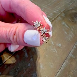 Single, three star stud with diamonds in rose gold